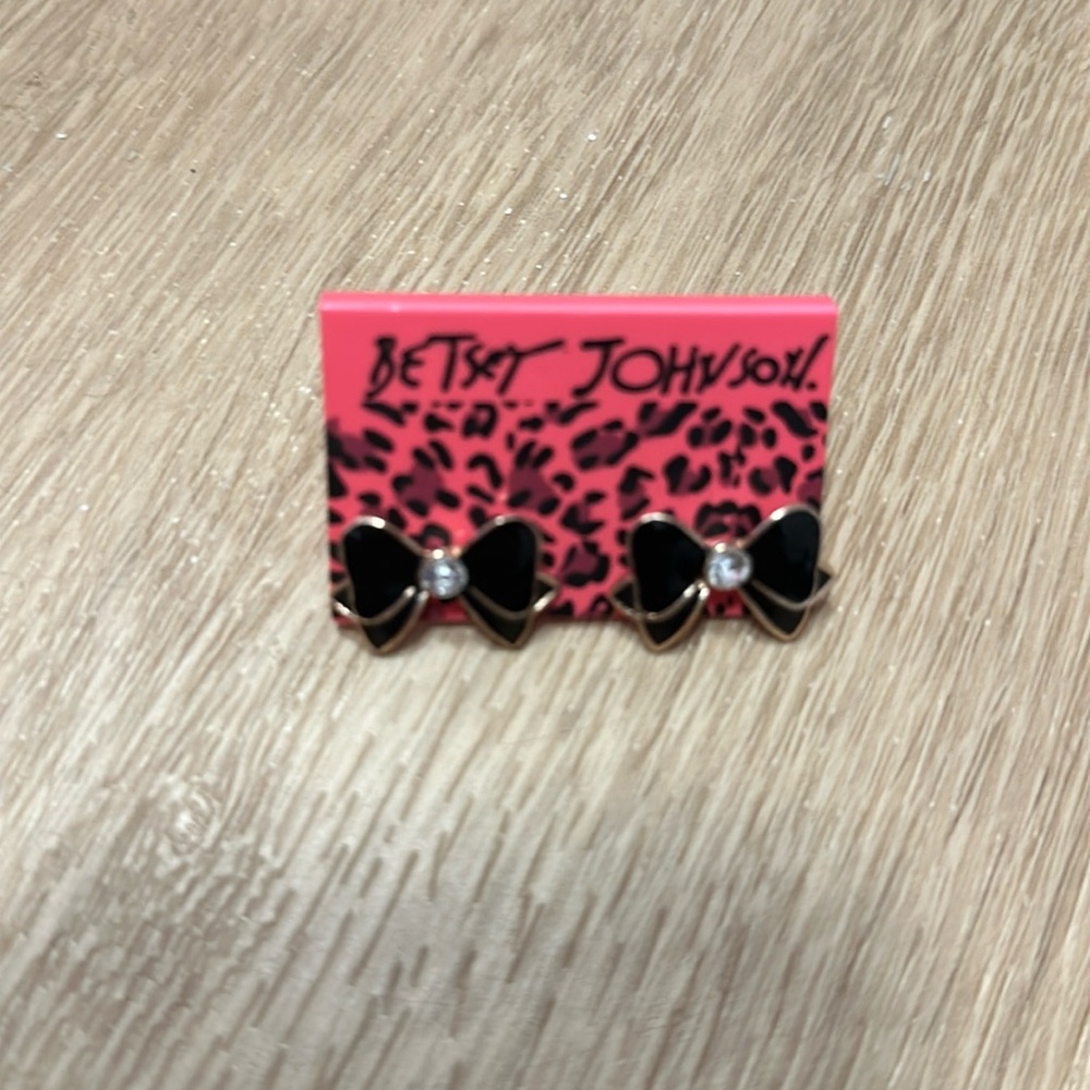 Betsey Johnson black bow earrings